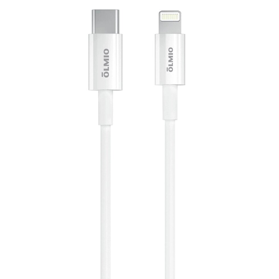 Кабель Olmio, USB 2.0 - lightning, 1м, 3A, белый от компании turan - фото 1