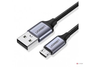 Кабель UGREEN US290 USB 2.0 A to Micro USB Cable Nickel Plating Aluminum Braid 1.5m (Black), 60147