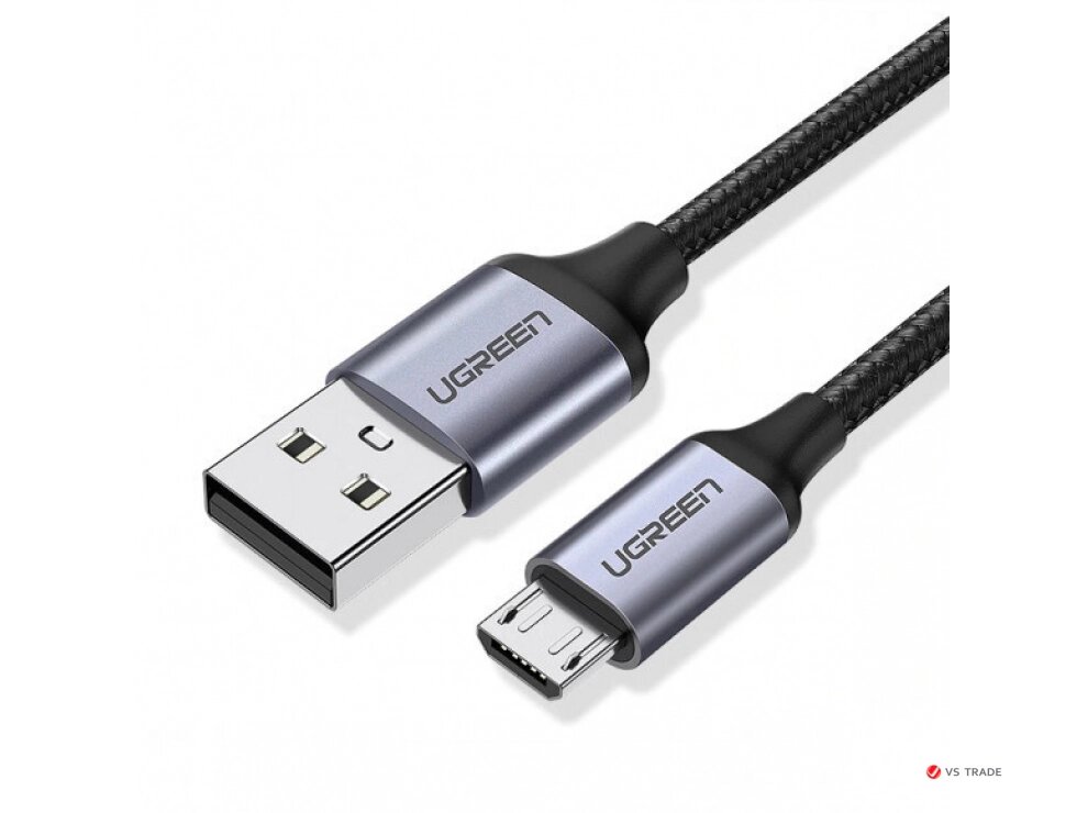 Кабель UGREEN US290 USB 2.0 A to Micro USB Cable Nickel Plating Aluminum Braid 1.5m (Black), 60147 от компании turan - фото 1