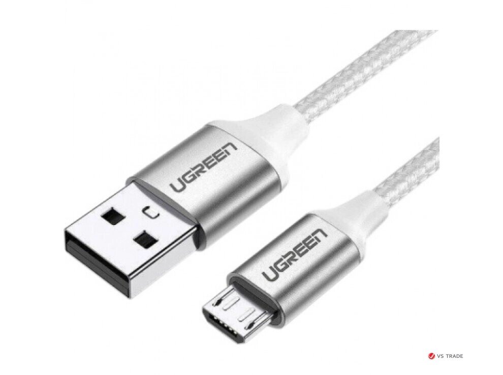 Кабель UGREEN US290 USB 2.0 A to Micro USB Cable Nickel Plating Aluminum Braid 1.5m (White), 60152 от компании turan - фото 1