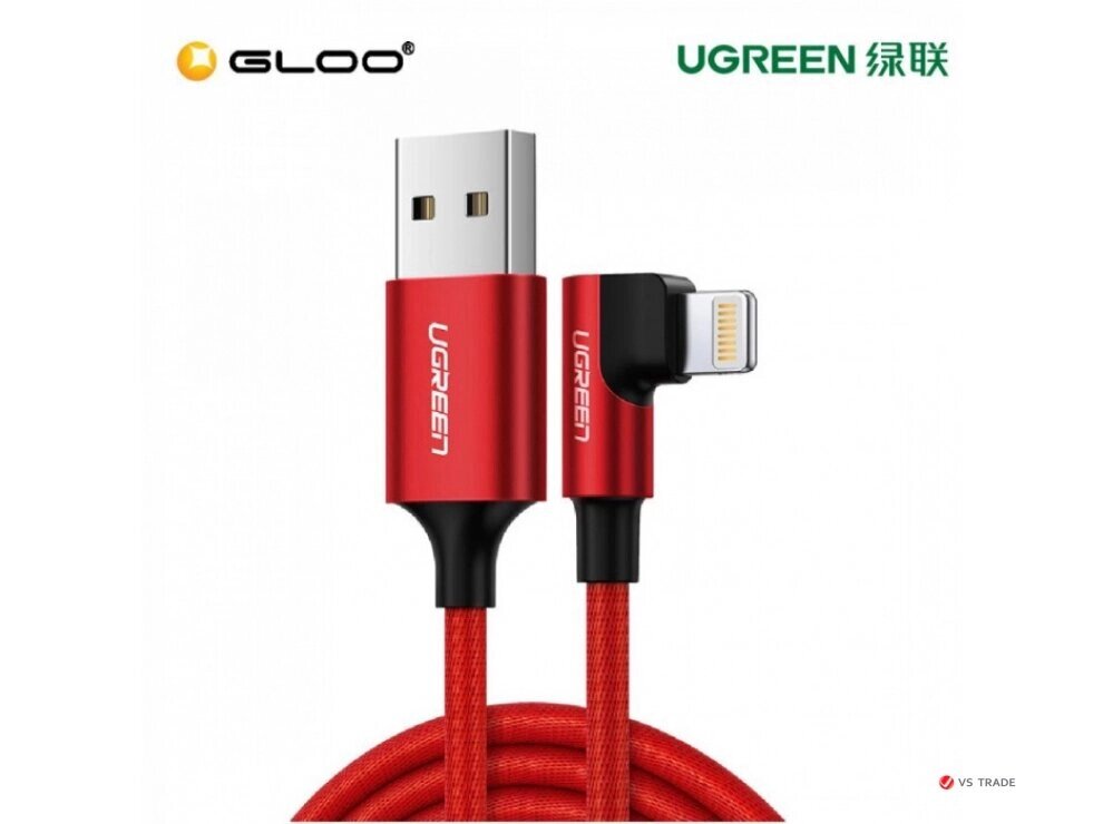 Кабель Ugreen US299 Angled Lightning To USB 2.0 A Male Cable (90°  Angle)/Red 1M, 60555 от компании turan - фото 1