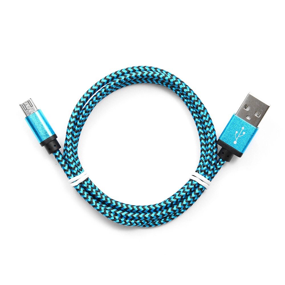 Кабель USB 2.0 Cablexpert CC-mUSB2bl1m, USB-MicroUSB, 1м, нейлоновая оплетка, алюм разъемы, синий от компании turan - фото 1