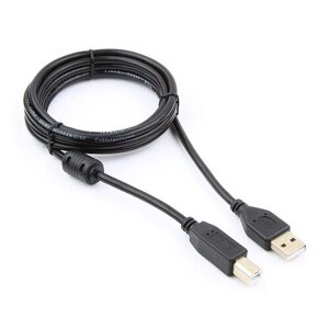 Кабель USB 2.0 Pro Cablexpert CCF-USB2-AMBM-6, AM/BM, 1.8м, экран, феррит. кольцо, черный, пакет
