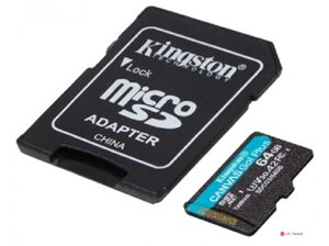 Карта памяти Kingston 64GB microSDXC Canvas Go Plus 170R A2 U3 V30 Card,с адаптером, SDCG3/64GB