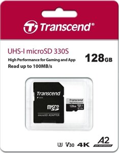 Карта памяти MicroSD 128GB Class 10 U3 A2 Transcend TS128GUSD330S