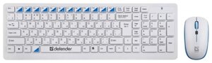 Комплект беспроводной клавиатура+мышь Defender Skyline 895 RU, белый, мультимедийный