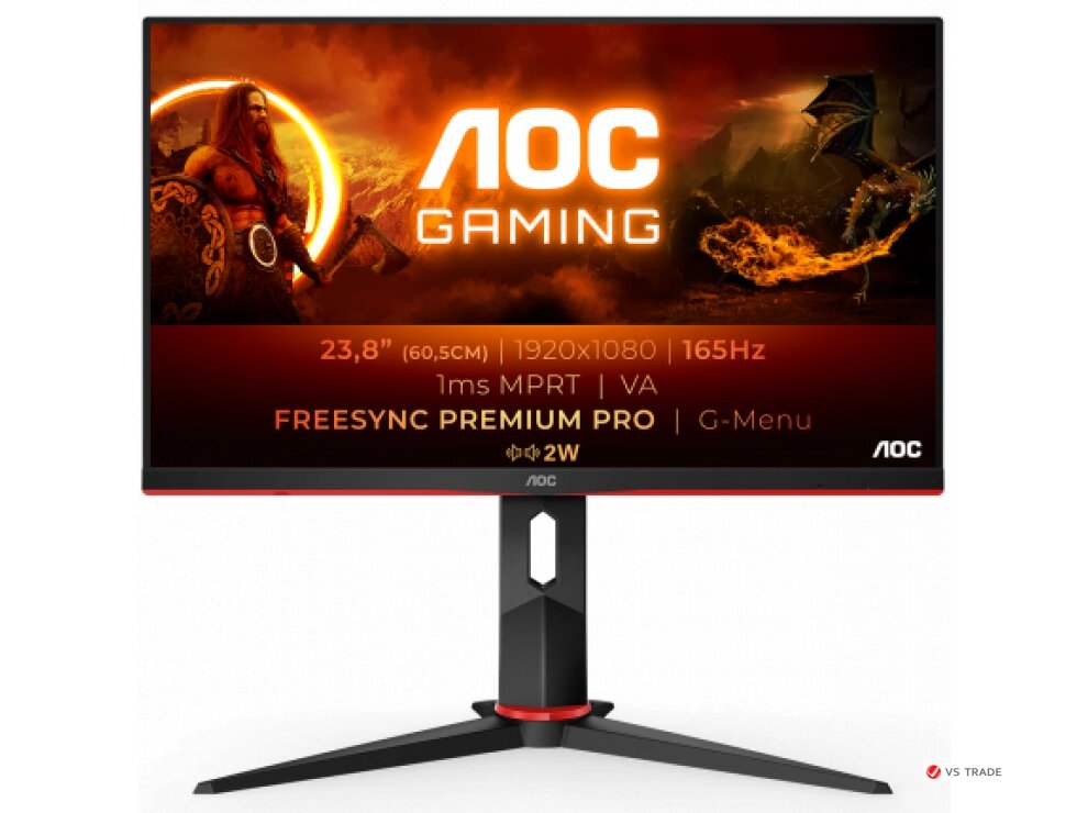 Монитор AOC 24G2SAE/BK VA,23.8",16:9 FHD (1920x1080x165 Hz),350cd/m2,3000:1,178/178,4ms, Sp2W, DP,2xHDMI, VGA, Black от компании turan - фото 1