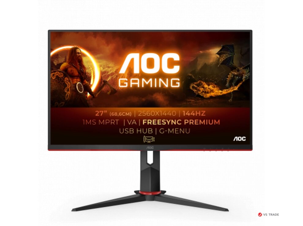 Монитор AOC Q27G2U VA,27",16:9 QHD (2560x1440x144 Hz),250cd/m2,3000:1,80M:1,178/178,4ms, DP,2xHDMI, Black от компании turan - фото 1