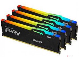 Озу DIMM DDR5 kingston FURY beast black RGB 128gb (32gbx4)5600MT/s,2RX8, CL40-40-40,1.25V,288-pin,16gbit,