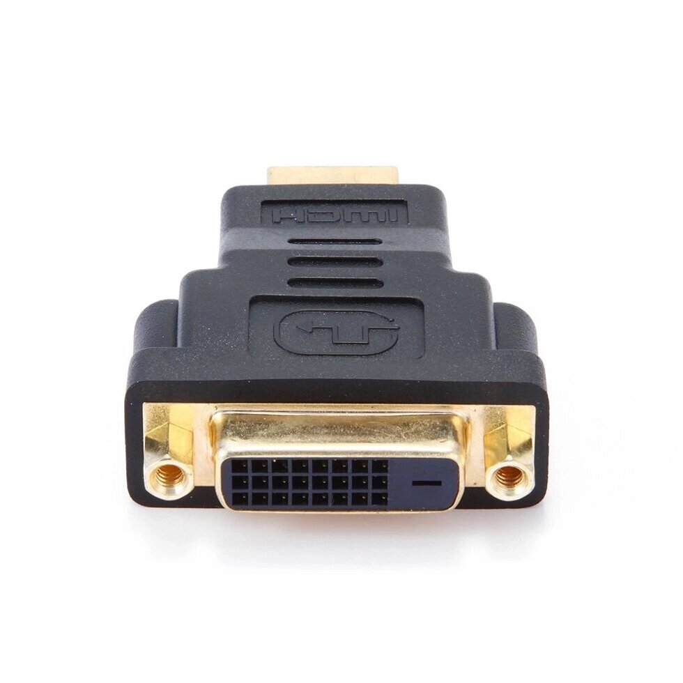 Переходник HDMI  DVI Cablexpert A-HDMI-DVI-3, 19M/25F, золотые разъемы, пакет, черный от компании turan - фото 1