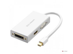 Конвертер Ugreen MD114 Mini DP To HDMI/ VGA/ DVI (24+1) Converter Black, 20418