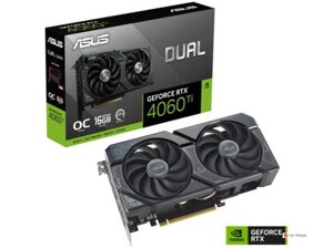 Видеокарта ASUS Dual GeForce RTX 4060 Ti OC, 16 Gb GDDR6/128bit, 4352 CUDA Core, PCI E 4.0, HDMI, DisplayPort