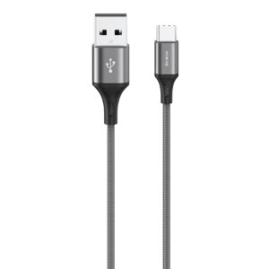 Кабель Olmio BASIC, USB 2.0 - Type-C, 1.2м, 2.1A, тканевая оплетка, белый