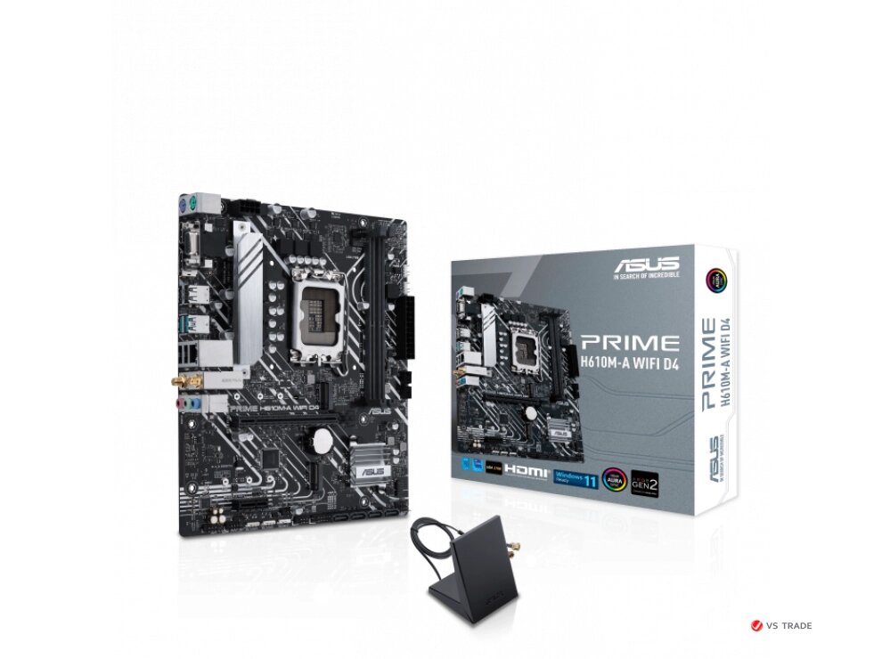 Сист. плата ASUS PRIME H610M-A WIFI D4, Z610, 1700, 2xDIMM DDR4, PCI-E x16, PCI-Ex1, M. 2, D-SUB, SATA, DP, HDMI, BOX от компании turan - фото 1