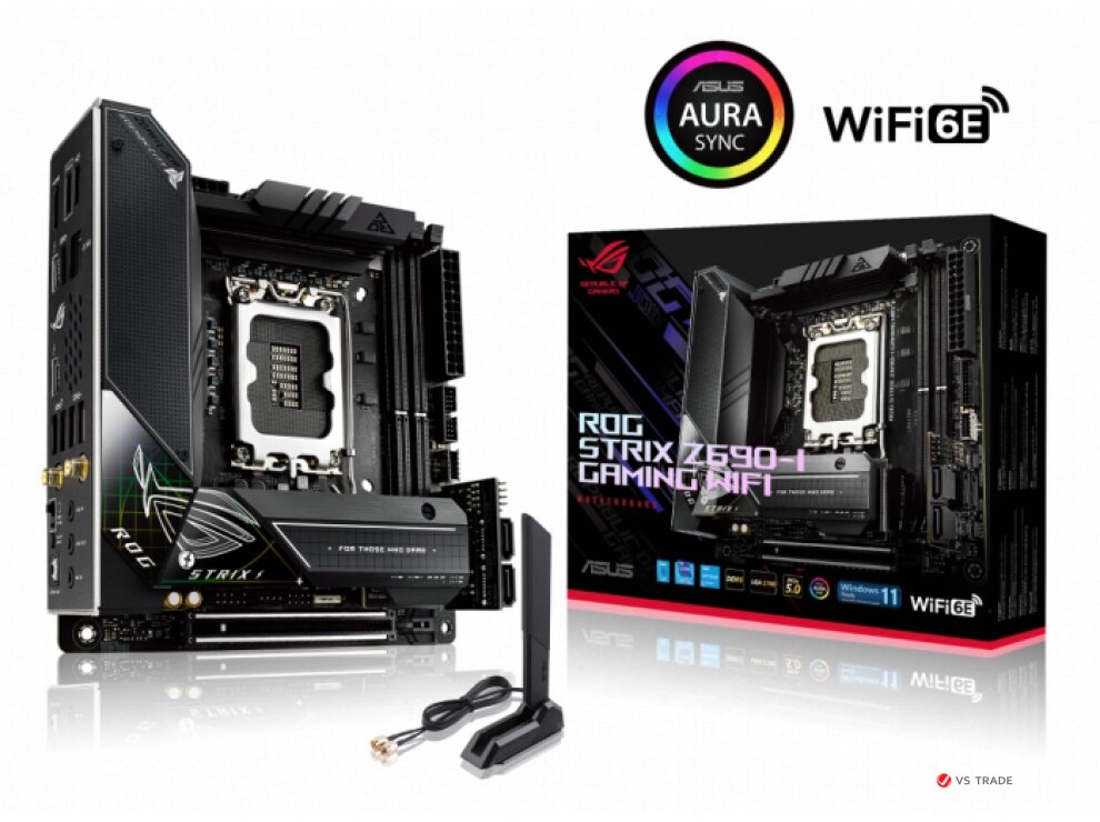 Сист. плата ASUS ROG STRIX Z690-I GAMING WIFI, Z690, 1700, 2xDIMM DDR5, PCI-E x16, M. 2, SATA, Thunderbolt, HDMI, ITX, от компании turan - фото 1