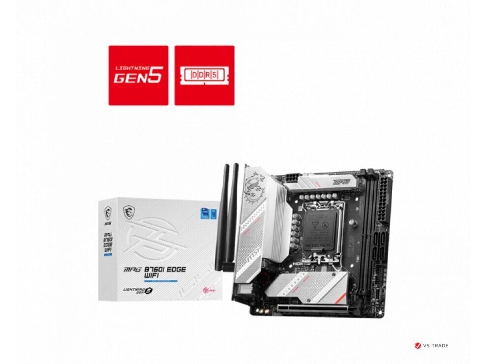 Сист. плата MSI MPG B760I EDGE WIFI, B760, 1700, 2xDDR5, PCI-Ex16, 2xM. 2, 4xSATA, DP, HDMI, Type-C, WIFI6E, Mini-ITX, от компании turan - фото 1