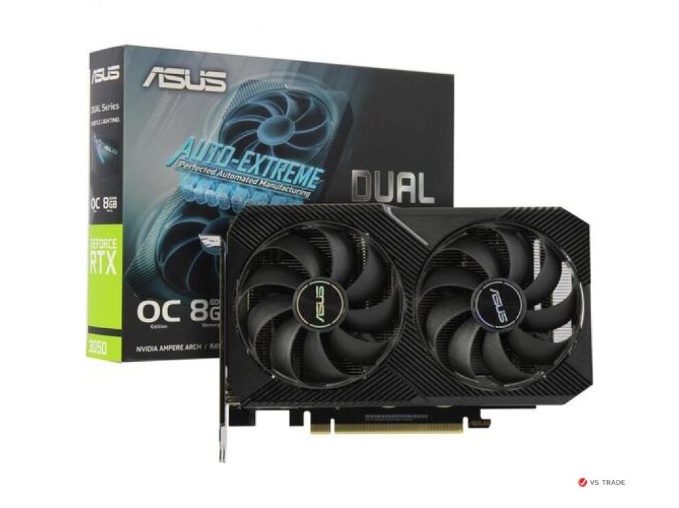 Видеокарта ASUS Dual GeForce RTX 3050 V2 OC Edition 8GB GDDR6, 128bit, 2560 CUDA Core, DVI-D, HDMI, DP, BOX от компании turan - фото 1