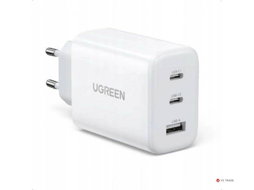 Зарядное устройство Ugreen CD275 90496 USB-A+2*USB-C 65W  GaN Tech Fast Charger от компании turan - фото 1