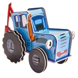 3D конструктор из пенокартона, Синий трактор, 2 листа