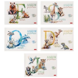 Альбом для рисования А4, 48 листов 'Из жизни дикой природы'обложка мелованный картон, блок 100 г/м2, МИКС