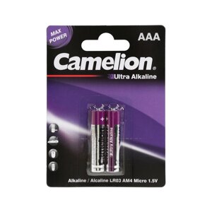Батарейка алкалиновая Camelion Ultra, ААА, LR03-2BL, блистер, 2 шт.