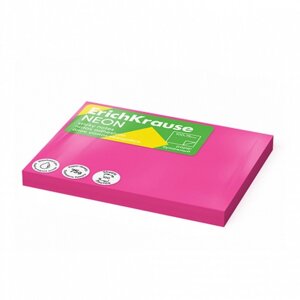 Блок с липким краем бумажный 100х75 мм, ErichKrause 'Neon'100 листов розовый