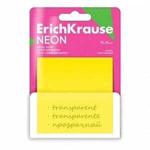 Блок с липким краем пластиковый 75X75 мм, ErichKrause 'Neon'50 листов, микс