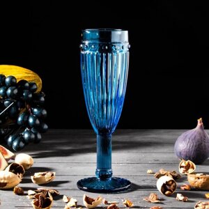 Бокал стеклянный для шампанского 'Босфор'180 мл, 7x20 см, цвет синий