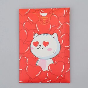 Бум-открытка 'Влюблённый кот'сердечки , 12 х 18.5 см