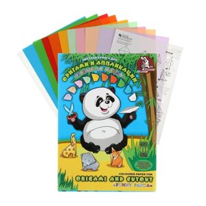 Бумага цветная для оригами и аппликации А4, 10 листов, 10 цветов 'Забавная панда'со схемами, 80 г/м