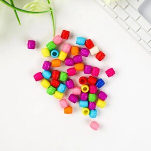 Бусины для творчества пластик 'Ребристые' цветные набор 80 шт 1х1 см