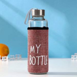 Бутылка для воды стеклянная в чехле 'Ротанг'400 мл, h20 см, цвет МИКС