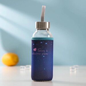 Бутылка для воды стеклянная в чехле 'Звёздное небо'300 мл, h17 см, цвет МИКС