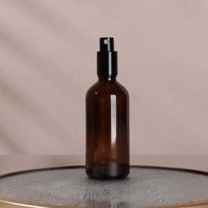 Бутылочка для хранения, с распылителем, 100 мл, цвет коричневый/чёрный
