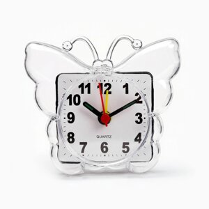 Часы - будильник настольные 'Бабочка'дискретный ход, циферблат 5.5 см, 9 х 8 см, АА, белые