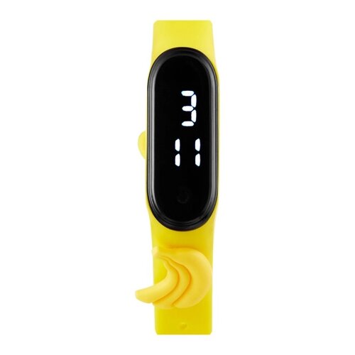 Часы наручные электронные 'Банан'ремешок силикон, желтые