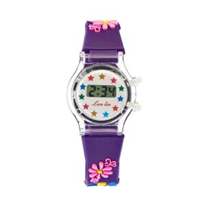 Часы наручные электронные детские 'Цветочки'd-3 см, длина 20 см