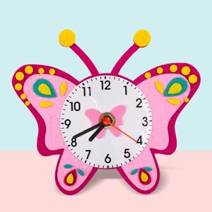 Часы настольные DIY 'Бабочка из фетра' детские, набор для творчества, 23 х 21 см, АА