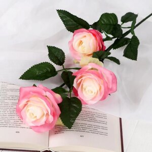 Цветы искусственные 'Роза Жанна' 10х61 см, бело-розовый