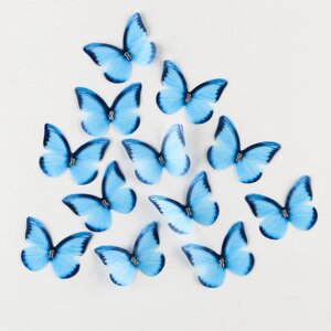 Декор для творчества 'Бабочка'двухслойный, набор 12 шт., размер 1 шт. 5 x 4 см, цвет голубой