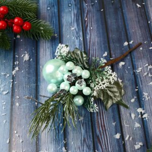 Декор 'Зимнее грезы' ягоды шар веточки, 20 см, голубой