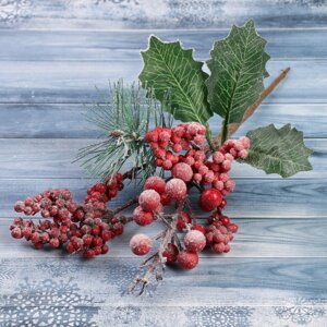 Декор 'Зимние грезы' калина красная ягодки в снегу, 24 см