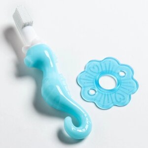 Детская зубная щетка-массажер, Морской конёк'силиконовая, с ограничителем, от 3 мес., цвет МИКС