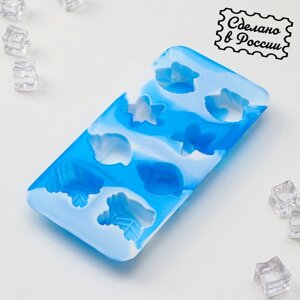 Форма для льда и кондитерских изделий 'Ракушки'20,1x10 см, h2 см, ячейка 4 см, цвет синий