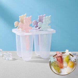 Форма для мороженого 'Единороги'12,5x7,5x14 см, 4 ячейки, цвет МИКС