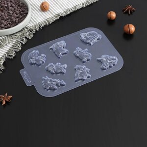 Форма для шоколада и конфет пластиковая 'Драконы'размер ячейки 5x4 см, цвет прозрачный