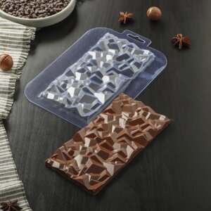 Форма для шоколада и конфет пластиковая 'Плитка Сломанный кристалл'цвет прозрачный