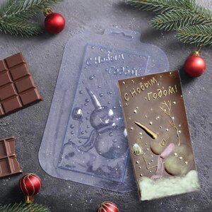 Форма для шоколада и конфет пластиковая 'С Новым годом. Снеговик'17x8,5 см, цвет прозрачный