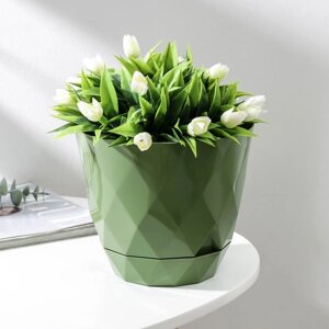 Горшок для цветов с поддоном Laurel, 2,3 л, d17,5 см, h15 см, цвет зелёный