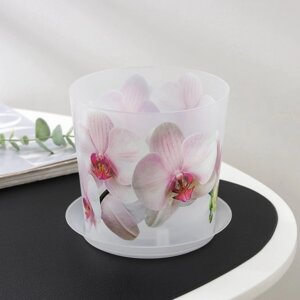 Горшок для орхидей с поддоном 'Деко'1,2 л цвет белый